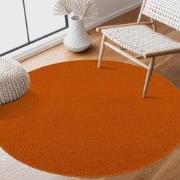 Uni Rond Oranje Vloerkleed – Modern Laagpolig Effen Tapijt- 150 CM RON...
