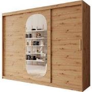 Meubella - Kledingkast Bodhi - Eiken - 250 cm - Met spiegel