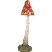 Clayre & Eef Decoratie Beeld Paddenstoel 4x4x12 cm Rood Polyresin