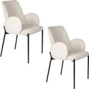 Housecraft Living Tjarda Eetkamerstoelen met armleuning Taupe - Set va...
