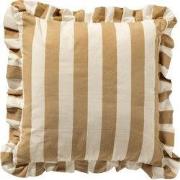 BELLA - kussenhoes 45x45 cm - gestreept - ruches - Irish Cream - beige