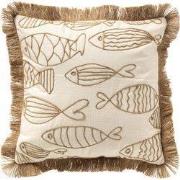 NEMO - sierkussen 45x45 cm - gerecycled - jute franjes - Snow White - ...