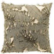 NILO - sierkussen 45x45 cm - bladmotief - Oil Green - groen