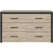 Ladenkast 6 laden eiken en zwart decor L129 cm - Colorado