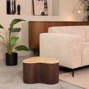 LABEL51 Salontafel Davi - Espresso - Travertin - 50 cm