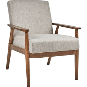 ESRUM - Fauteuil - Grijs - Stof/Donker hout