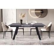 Uitschuifbare tafel 'Hera' 160-240 cm Rechthoekig Steen Zwart