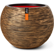 Vaas bol rib nl I d40xh32 cm zwart goud