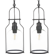 BASHILO - Handlamp set van 2 - Zwart - IJzer