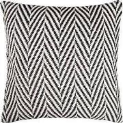 QUVIO Sierkussenhoes visgraat - Geweven - Wol - 45x45 cm - Wit - Zwart