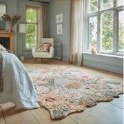 Laagpolig Wollen Vloerkleed Daphne Shaped - Floral Roze - 200x290 cm