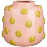 Mica Decorations Smiley Vaas - H28 x Ø29 cm - Keramiek - Lichtroze, Ok...