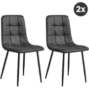 2x Eetkamerstoel Yerevan - Microleder Antraciet