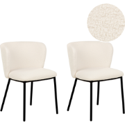 MINA - Eetkamerstoel set van 2 - Gebroken wit - Bouclé