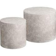 Salontafel Rond - Beige Marmerlook - Set Van 2 - Prague