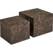 Salontafel Rond - Bruin Marmerlook - Set Van 2 - Prague