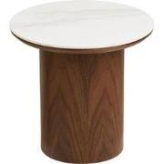 Bijzettafel Rond - Keramisch Wit/Donkerbruin - Ø40x38cm - Noli