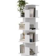 360° draaibare boekenkast met 4 niveaus & 16 schappen, wit, 40x124,5x4...