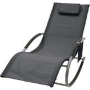 Schommelstoel met kussen en zijvak antraciet gemaakt van polyester en ...