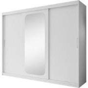 Meubella - Kledingkast Pete - Wit - 250 cm - Met spiegel