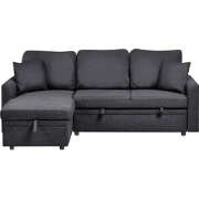 NASSJO - Hoekslaapbank - Zwart - Rechtszijdig - Polyester/Linnen