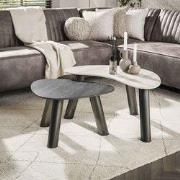 Set van 2 moderne organische salontafels Faro travertin keramiek