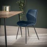 Chique Eetkamerstoel Argo Velvet Blauw - Zonder Armleuningen