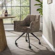 Set van 2 Eetkamerstoelen Tova Stof Taupe Met Wieltjes