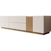 Meubella - Lavar - TV-meubel - Wit/Eiken - 204x41x50 cm