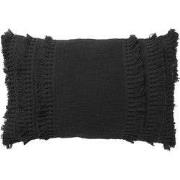 FARA - Sierkussen 40x60 cm - 100% katoen - met franjes - Raven - zwart
