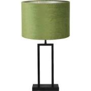 Tafellamp Shiva/Velours - Zwart/Olive Green - Ø30x62cm