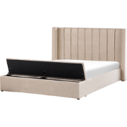 NOYERS - Waterbed met opbergruimte - Beige - 180 x 200 cm - Fluweel