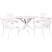 MALETTO/BUSSETO - Tuinset voor 4 - Wit/Taupe - Aluminium