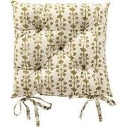 FRANCINE - stoelkussen 40x40 cm - bladmotief - met striklinten - Green...