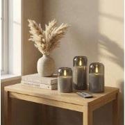 OMNIEXA LED Kaarsenset in Glas – 3 Stuks – Smoked Grey – Met Afstandsb...