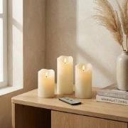 OMNIEXA LED Kaarsenset – 3 Stuks – Crème Waslook – Wave Top Design – M...