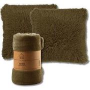 VOORDEELSET - 3-delig - Fluffy & Owen - 2 sierkussens 45x45 cm - 1 pla...
