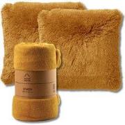 VOORDEELSET - 3-delig - Fluffy & Owen - 2 sierkussens 45x45 cm - 1 pla...