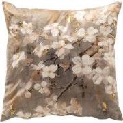 SUZY - sierkussen 45x45 cm - bloemenprint - Driftwood - taupe