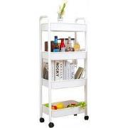 Decopatent - Smal Keukenrek opbergrek 4 laags op Wieltjes met Vakken -...