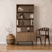 Boekenkast Rea Walnoot Zwart Melamine 80x182x36 cm