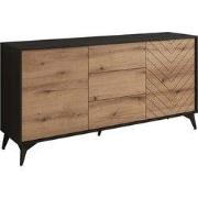Meubella - Dressoir Dolores - Eiken - Zwart - 154 cm - met lades