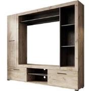 Meubella - Wandmeubel Loni - Grijs eiken - Zwart eiken