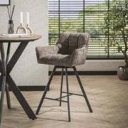 Set van 2 Barkrukken Lino Chenille Stof Rich Taupe Draaibaar