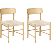 DIGNE - Set van 2 eetkamerstoelen - Lichtbruin - Rubberhout