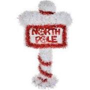 Clayre & Eef Kerst Tekstbord Sign 20x5x36 cm Rood Wit Kunststof