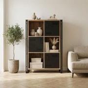 Boekenkast Cosmo Atlantisch Dennenhout Zwart Melamine 89x127x35 cm