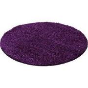 Tapijtenloods Basic Rond Shaggy vloerkleed Paars Hoogpolig- 80 CM ROND