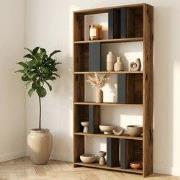 Boekenkast Lima Walnoot Antraciet Melamine 90x180x20 cm