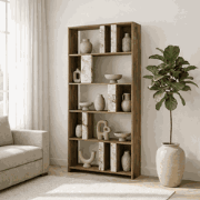 Boekenkast Lima Walnoot Wit Marmer Melamine 90x180x20 cm
